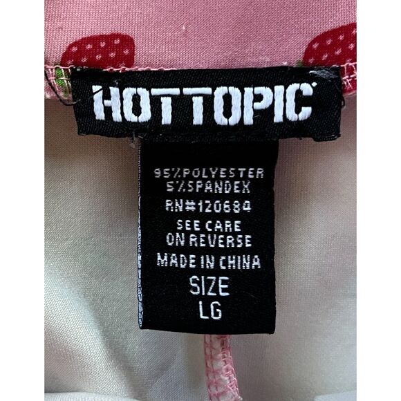 HOT TOPIC Pink Strawberry Lace Up Mini Roller Skirt    Women's Size Large - Picture 3 of 7